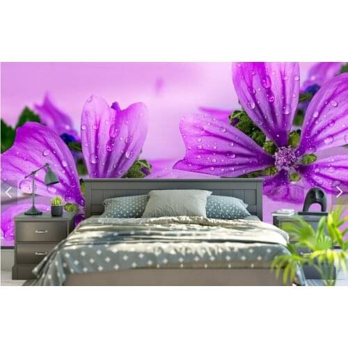 Chinese Purple floral wall paper murals for Sofa TV Background 3D contact paper wallpapers orchild flower photo mural wallpaper