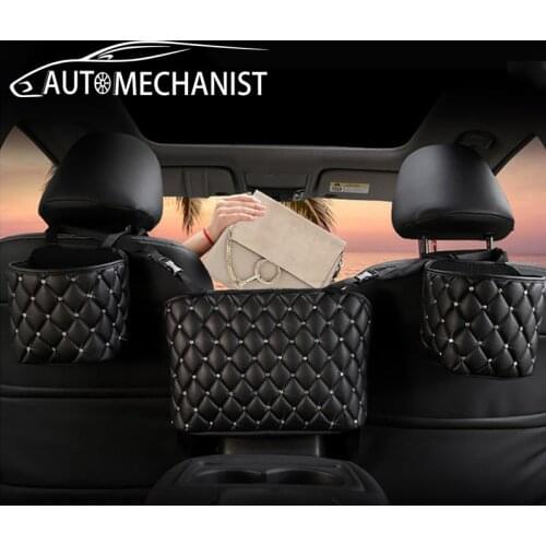 Pu Leather Car Organizer Bag Car Seat Back Storage Holder Auto Hanging Storage Pocket Auto Interior Accessories Stowing Tidying