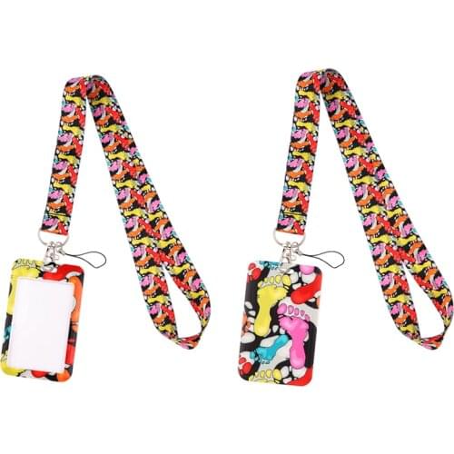 J2870 Fashion Cartoon Color footprints Neckneck Lanyard Key ID Card Gym Strap Multifunction Mobile Phone Decoration