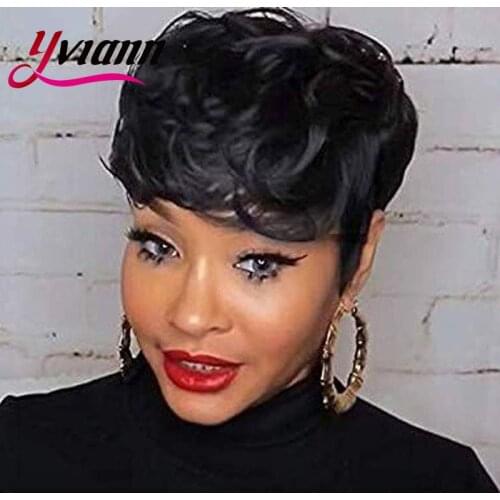 Short|Curly Human Hair Wig for Women Pixie Cut Wigs Wavy Perruque Cheveux Humain Full Wig With Bangs Brazilian Cheap Human Hair