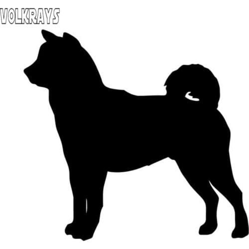 Volkrays Lovely Car Sticker Shiba Inu Dog Accessories Reflective Waterproof Cover Scratches Vinyl Decal Black/Silver,8cm*9cm
