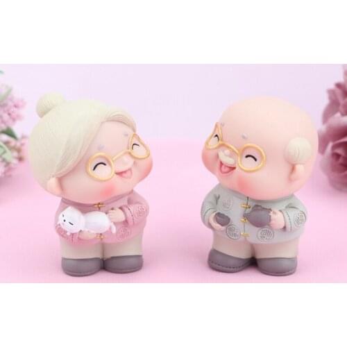 Creative Cute Old Man and Old Lady Baking Cake Decoration Loving Couple Birthday Cake Decoration Decoration Wedding Gift