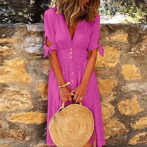 MAFIRRY Summer Dresses With Buttons