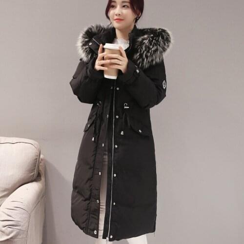 Fur 2020 Fashion Collar Hooded Women Long Parkas Womens White Duck Down Jacket Padded Winter Coat Female Jackets WXF223 s s