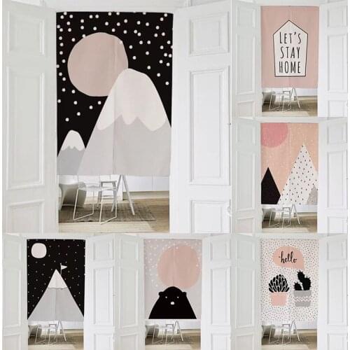 Cartoon Fabric Cotton Linen Bedroom Door Curtain Partition Curtain Home Decoration Shower Toilet Curtain Blackout Curtain