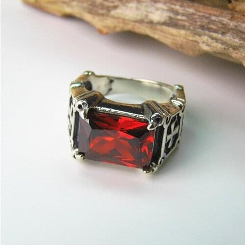 S925 Sterling Silver Retro Thai Silver Ring Cross Pattern Men Exaggerated Index Finger Maiden