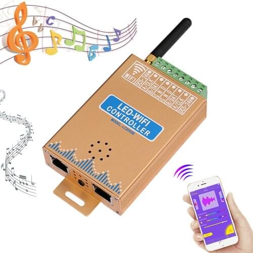 LED Wifi Music Controller DC5-24V MIC RGB Controler For Digital Pixels Panel Screen Strip Light WS2812B Addressable Andriod APP