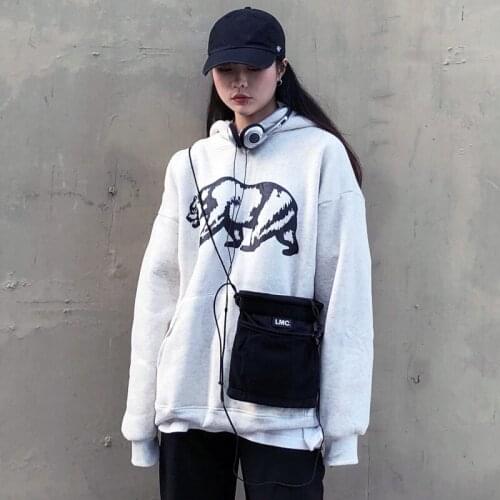 New Winter Hoodie Women College Hoodie Loose Hooded Pullover Cartoon Polar Bear Print Hoodie Casual Man Hoodie Harajuku Hoodie