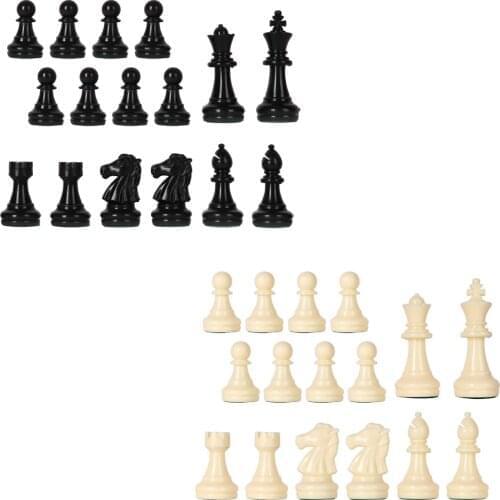 32pcs Plastic Chess Pieces Complete Chessmen International Word Chess Set Chess Game Standard Chessmen for Competition