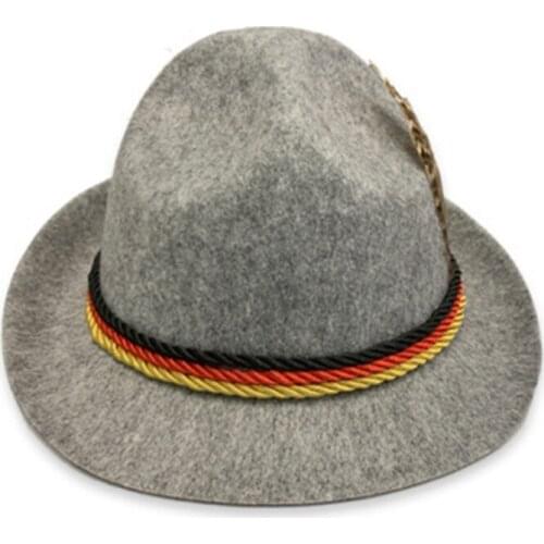 Hot Women/Men Solid Fedoras Hats Colorful Ribbon Decorated Hat German Traditional Oktoberfest Hat Stage Sombrero Caps