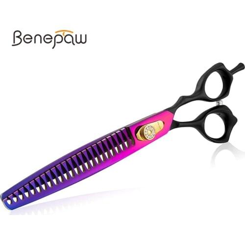 Benepaw Professional Dog Scissors Straight Downward Curved Pet Cutting Thinning Texturizing Chunker Shears Safety Trimming