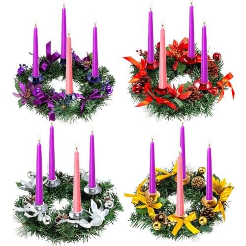 Christmas Advent Wreath Candlestick Durable Material Decoration Home Window Wall Decoration Wreath For Party Home Party Supplies
