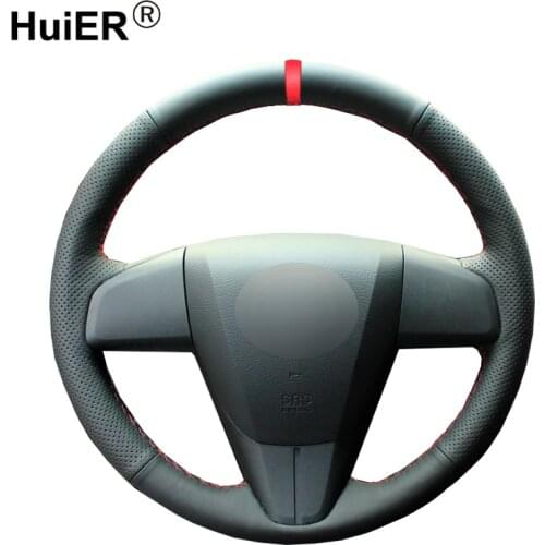 Hand Sewing Car Steering Wheel Cover For Mazda 3 Axela 2008 - 2012 2013 For Mazda CX-7 CX7 2010-2016 For Mazda 5 2011 2012 2013