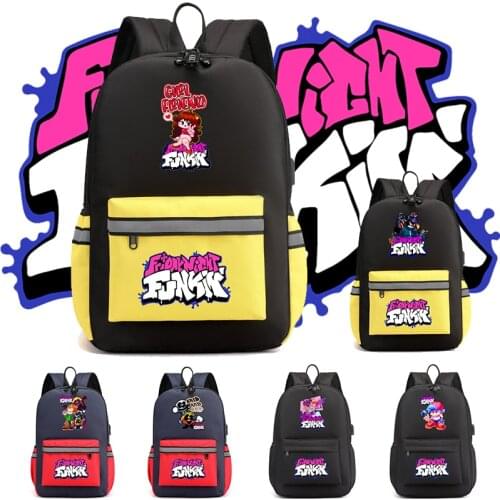 Game Friday Night Funkin Backpack Cosplay Canvas children Kids Schoolbag Travel Bag Back To School Bookbag Usb Charging Backpack