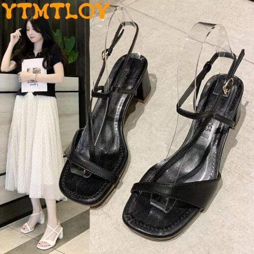 Sandals Female Summer 2021 New Fairy Style High Heels Net Red Open Toe All-match Fashion Roman Shoes One Word Buckle Sandals