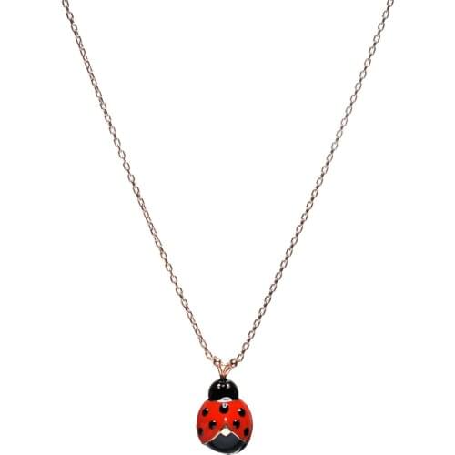 Chance of ladybird Beetle Sweet Animal Figure 925 Sterling Silver Necklace