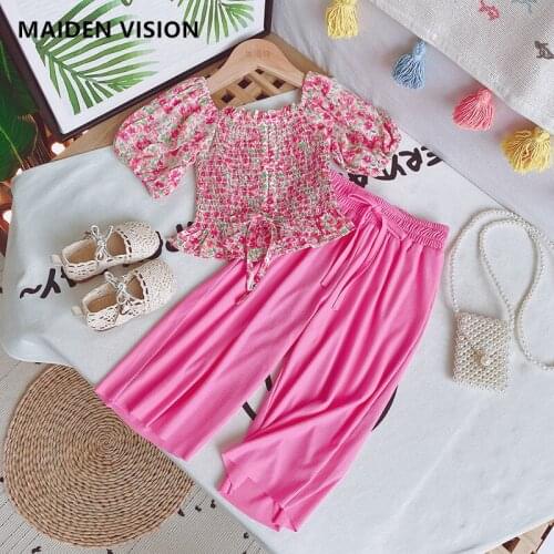 Cute fashion Girls Clothes New Summer Petals Shirt Chiffon T-Shirt +Pants 2Pcs Suits Kid Clothes spring Toddler Kids Clothes
