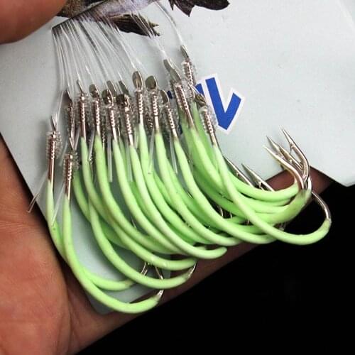 30pcs Luminous Fishing Hook High Carbon Steel Agrafe Line Jig Fishhooks Fishing Hook Barbed 12-18