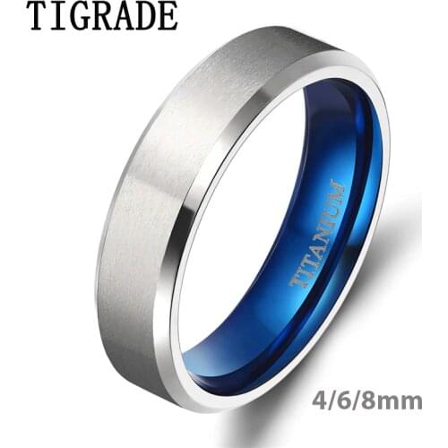 Tigarde 100% Titanium Ring for Man 4/6/8/10mm Silver Color Classic Wedding Engagement Jewelry Band For female Male Couple Rings