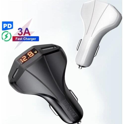 Cargador USB de carga rápida para coche, 18W, PD, 4,0, 3,0, QC, para Xiaomi QC4.0, QC3.0, tipo C, PD, LED, para iPhone 12, X, Xs