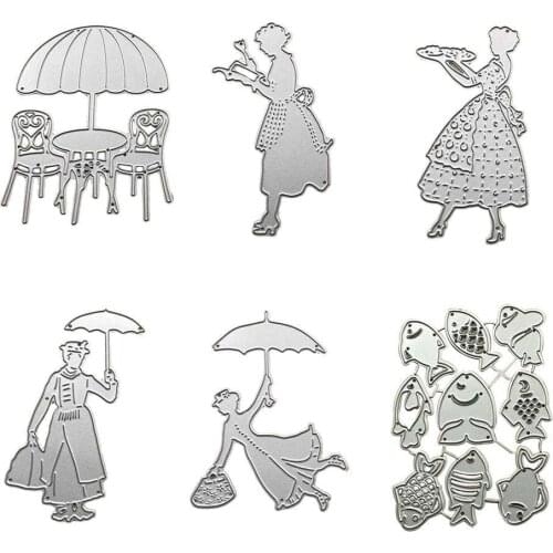 Woman With Umbrella Metal Cutting Dies Embossing Scrapbooking Stencil Craft Cut Dies For DIY Card Handmade