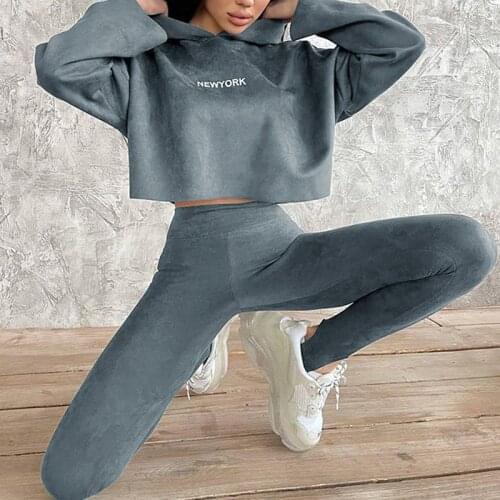 Women Autumn Winter Hoodies and Pants Two Piece Set Fashion New Hooded Pullover Suit Female Slim Stretch Tracksuit Casual Pants