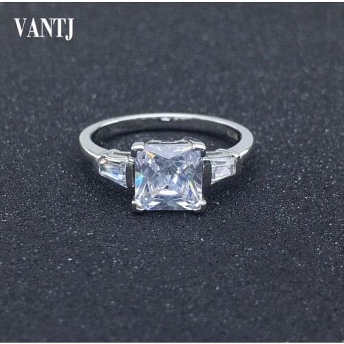 VANTJ Real10K Gold Ring Sterling Moissanite Sqaure 7MM DF Color Fine Jewelry For Women Engagement Wedding Party Gift