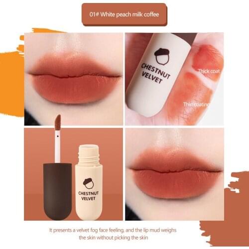 Hengfang Chestnut Liquid Lipstick Matte Lip Mud Lip Glaze milk Coffee Long Lasting Lip Tint Lipsticks Lip Makeup Cosmetics TSLM1