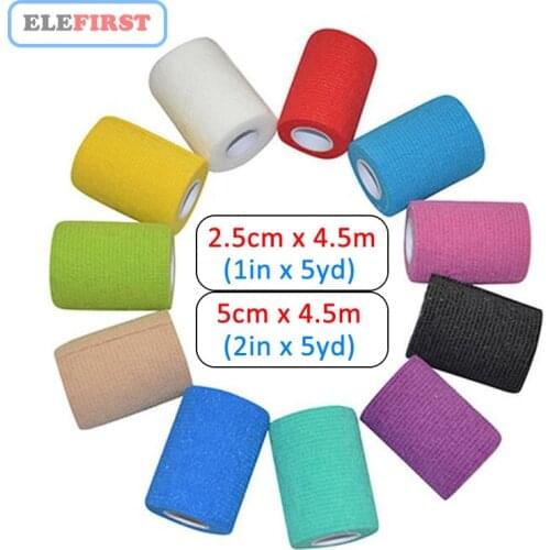 1pcs 1"x5Yards/ 2"x5Yards Color Self-Adhesive Non-Woven Elastic Bandages Cohesive Wrap Bandages For Emergency Wound Treatment