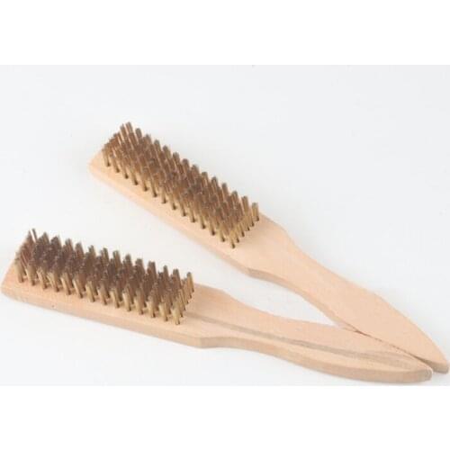 1PC Wooden Handle Steel Wire Brush Cleaning Tools for Removing Metal Rust and Paint,Scraping Fish Scales 0.2mm Wire Diameter