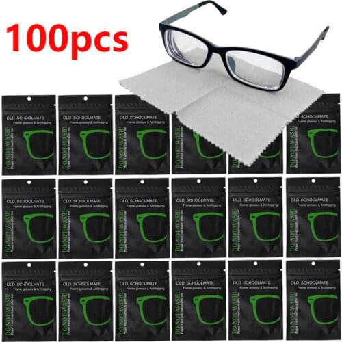 100Pcs Reusable Anti-Fog Wipes Glasses Pre-moistened Antifog Lens Cloth Defogger Eyeglass Wipe Prevent Fogging for Glasses Clean