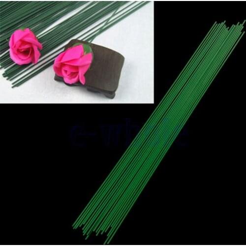 12Pcs Green Floral Tape Iron Wire Artificial Flower Stub Stem DIY Decor 60cm