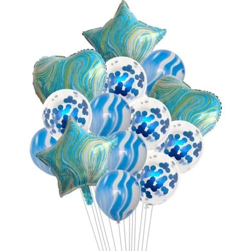 14PCS Agate Balloon Birthday Party Decoration 18inch Love Helium Foil Balloons Set Festive Party Supplies Globos Balony Balloon