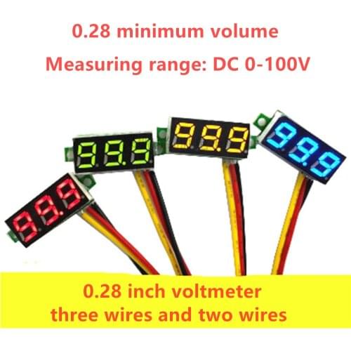 0.28 inch DC 0-100V 3-wire mini voltmeter LED digital display panel voltmeter monitoring detector tool
