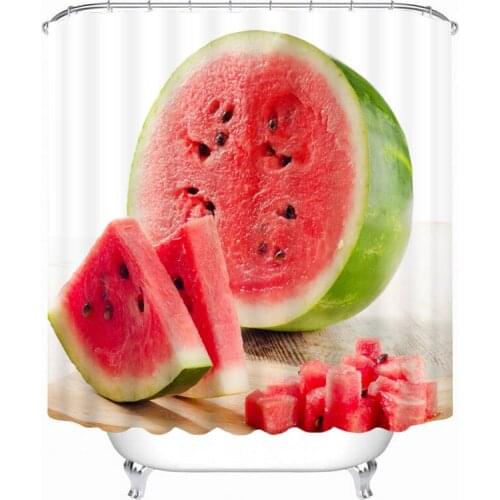 3d Sea View Shower Curtains Coconut Milk Watermelon Pattern Bathroom Curtain Waterproof Thickened Bath Curtain Customizable