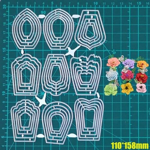 9pcs Flower Frame Set Metal Cutting Dies Craft Floral Making Die Mold Stencil for DIY Scrapbook Embossing Card Decorative die