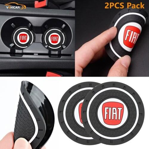 VEHICAR 2PCS Car Coaster Auto Water Cup Anti-Slip Pad Scratch Proof Mat For FIAT Auto Interior Decorate Accessories Styling