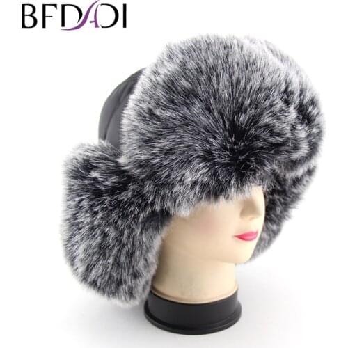 BFDADI 2020 Russian faux leather bomber hat men winter hats with earmuffs trapper earflap cap man hats Free Shipping