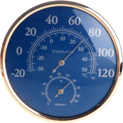 Large Round Thermometer Hygrometer Temperature Humidity Monitor Meter Gauge Blue
