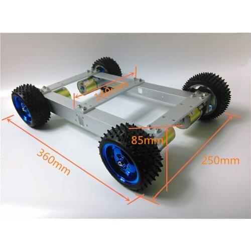 C385 4WD Car,High torque Motor, Silver Alloy Chassis, 85mm Wheel, for DIY Smart car, Robot tank car, study project