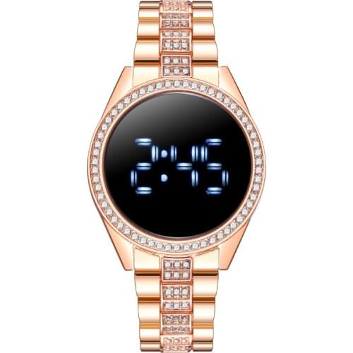 Women Electronic Watches Rose Gold Silver Watches Female Watch Digital Display Clock Stainless Steel Watchband Wristwatches