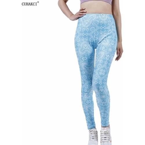 CUHAKCI 2021 Fashion Print Leggings Women Pants High Waist Fitness Elastic Slim Sports Push Up Sexy Gym Workout Dropship