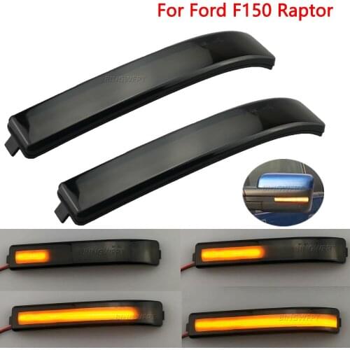 Smoked LED Side Wing Dynamic Turn Signal Light Flowing Rearview Mirror Indicator Blinker Light for Ford F150 SVT Raptor 09-2014
