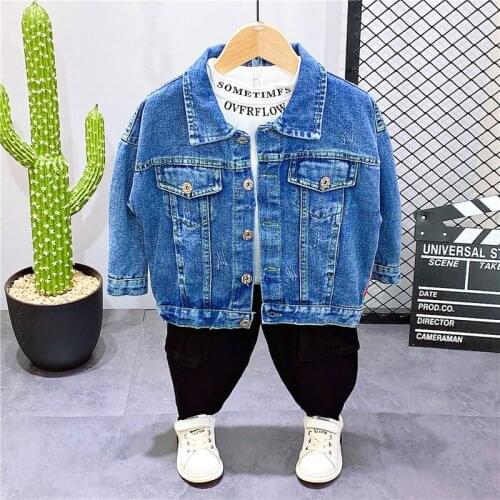 Boys Denim Jacket Jeans Coat 2020 Spring New Streetwear Gentleman Suit Fashion Kids Tracksuits Clothes Sets 3pcs Shirts Pants