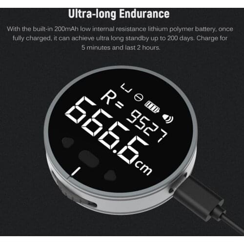 Little Q 8 in 1 Electronic Ruler LCD Range Finder 99m High Accuracy Length Measuring Tool Long Standby Rechargeable Ruler