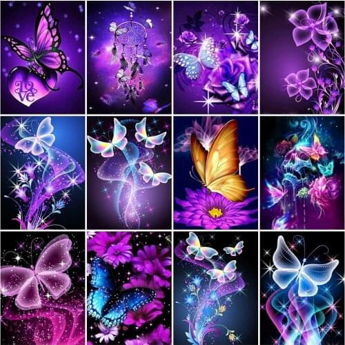 Evershine Full Square Diamond Painting Butterfly 5D DIY Diamond Mosaic Full Layout Animals Rhinestone Art Home Decoration