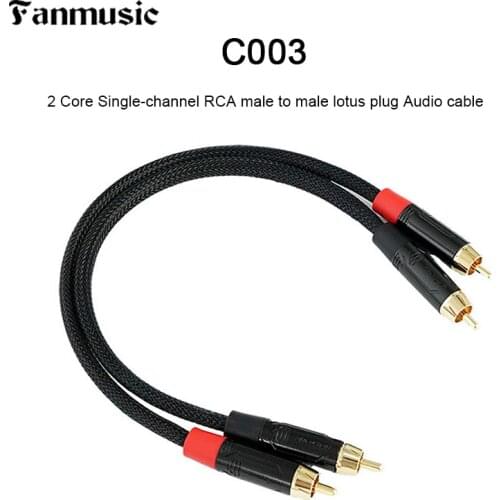 Fanmusic C003 2 Core Single-channel Male to Male RCA ROXTONE Gold-plated Lotus Audio cable 25cm