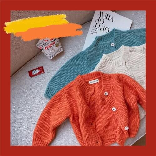 Toddler Kids Cardigan 2020 Autumn Winter Korean Style Solid Knitting Sweaters for Boys Girls Baby Children Thick Cardigan Tops