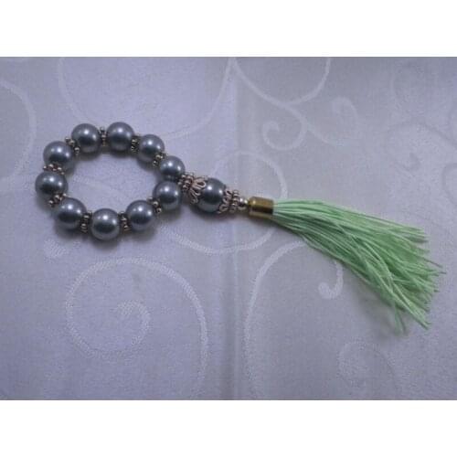 Green pearl tassel napkin ring, beaded wedding napkin holder