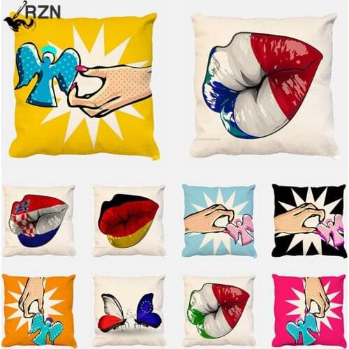 Beauty Gift Pillow Cover Italy Paris London Sexy Lips Decorative Cushion Cover Car Office Home Sofa Decor Pillow Case